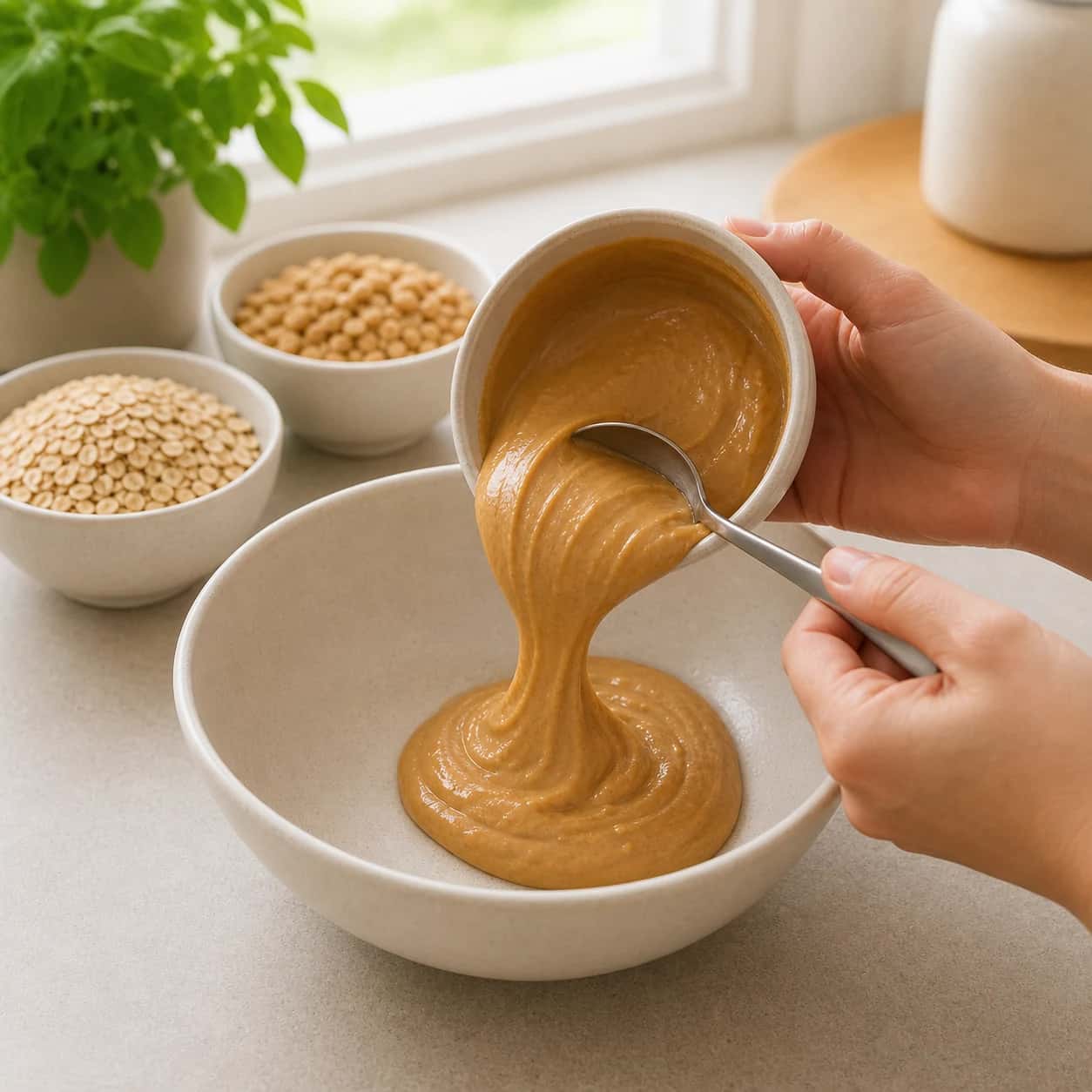 Step 2: Use only plain peanut butter with no xylitol, birch sugar, chocolate, added sweeteners, or seasoning.