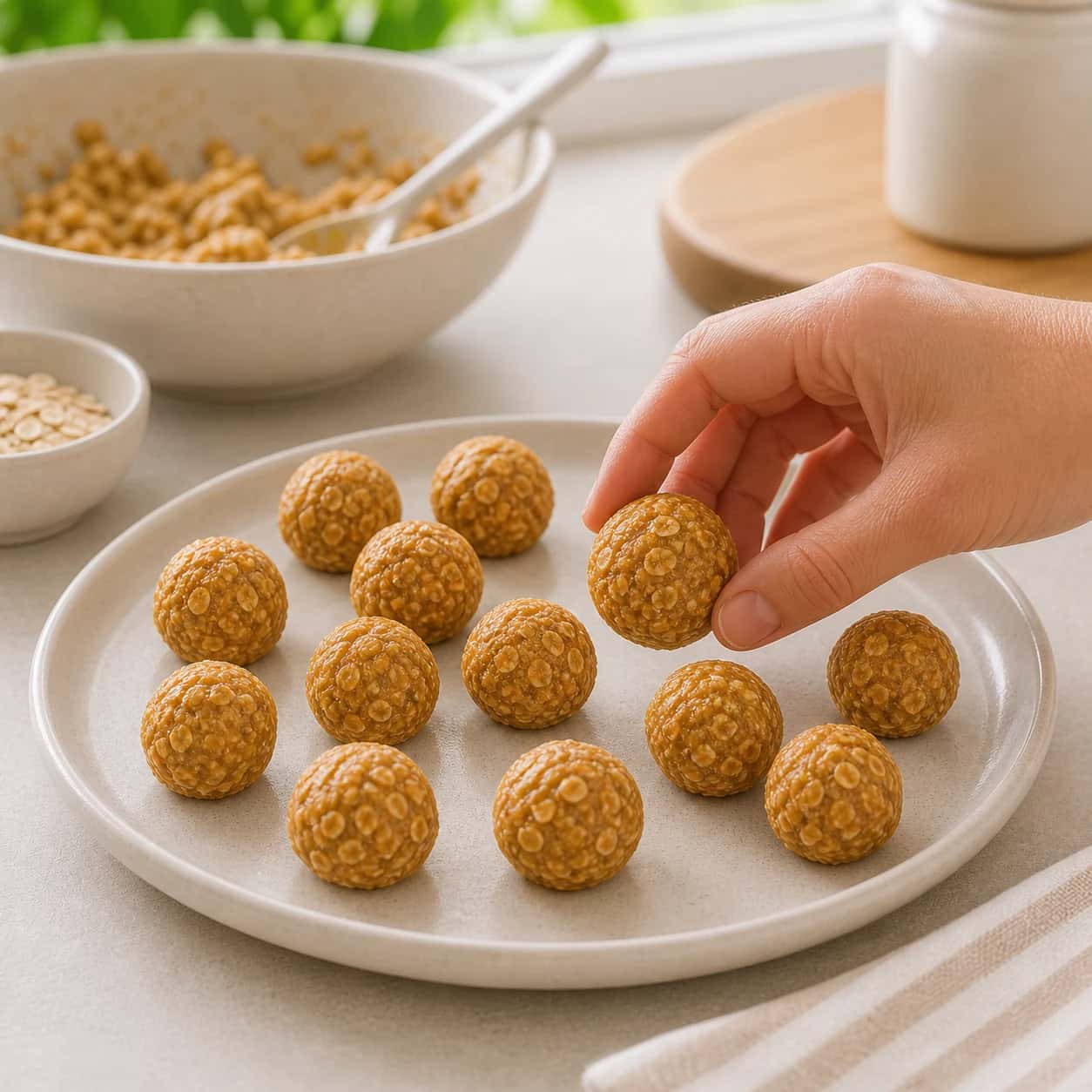 Step 5: Roll tiny truffles and place them on a plate. Chill for 15 minutes if they are too soft, and serve only one small portion.
