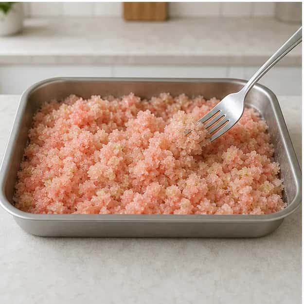 Step 3: Freeze for 45 minutes and scrape with a fork. Repeat every 30 minutes until loose crystals form.