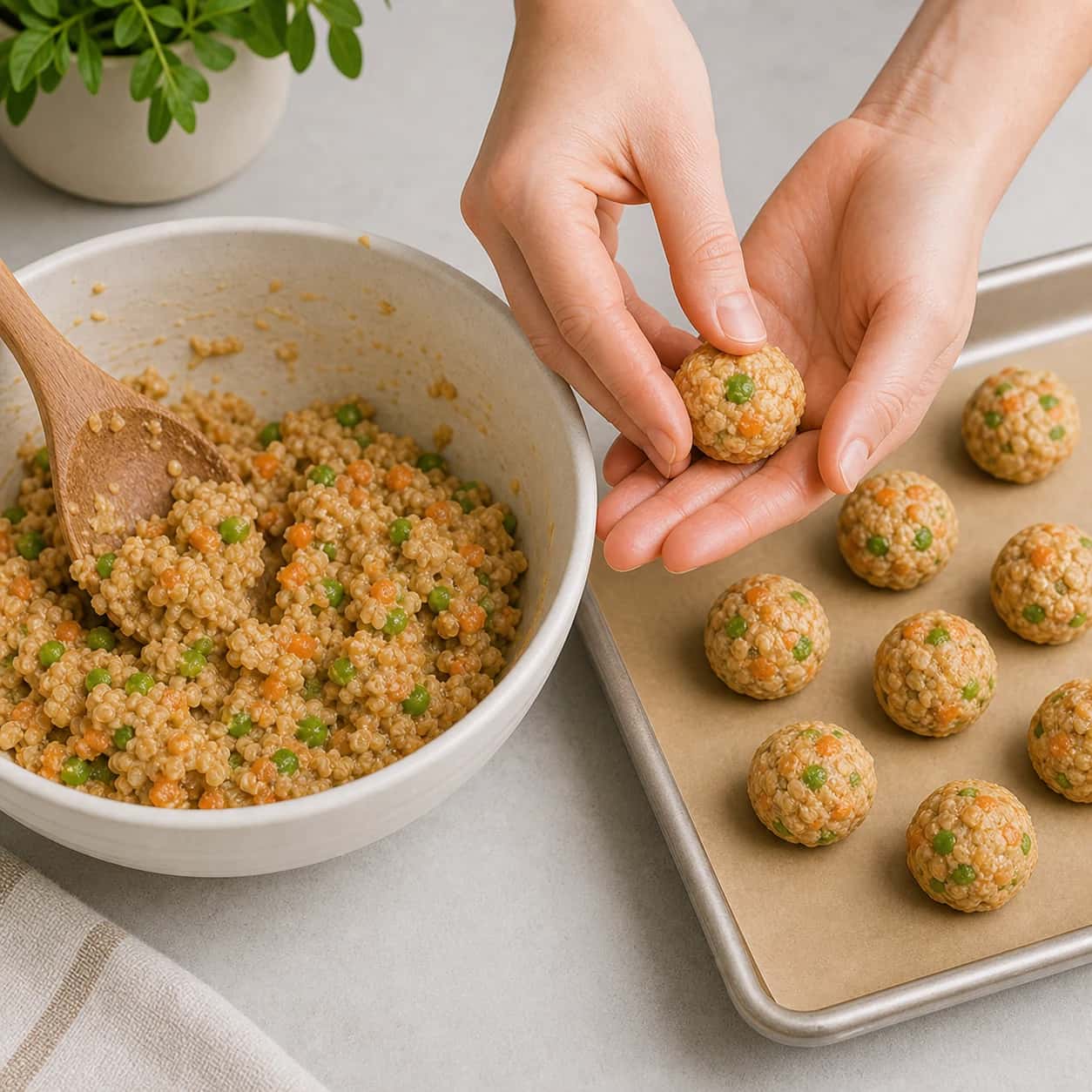 Step 3: Scoop tiny portions and roll them into compact balls. Keep every piece bite-size, especially for small dogs.